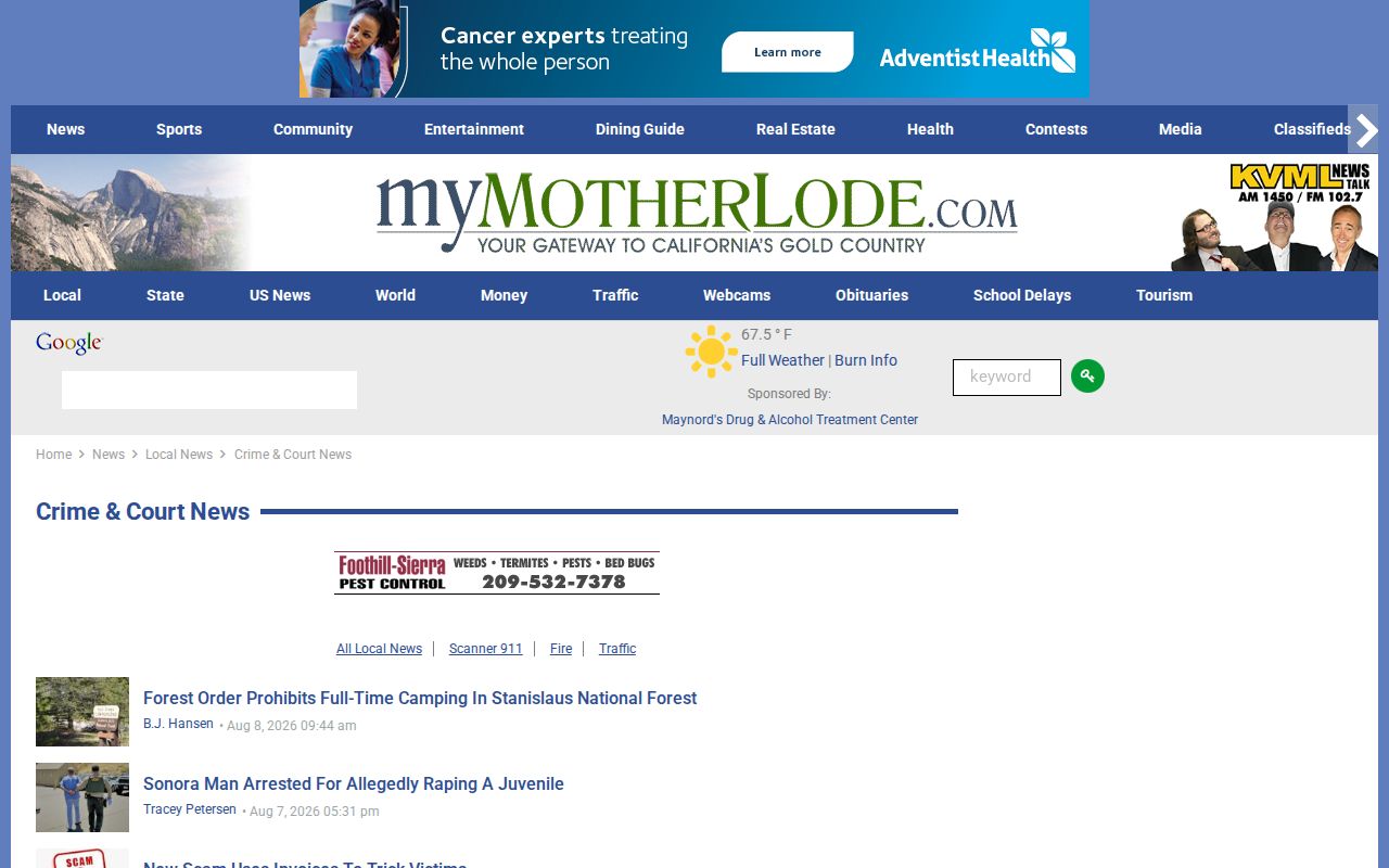 Tuolumne County crime news and arrest coverage on myMotherLode