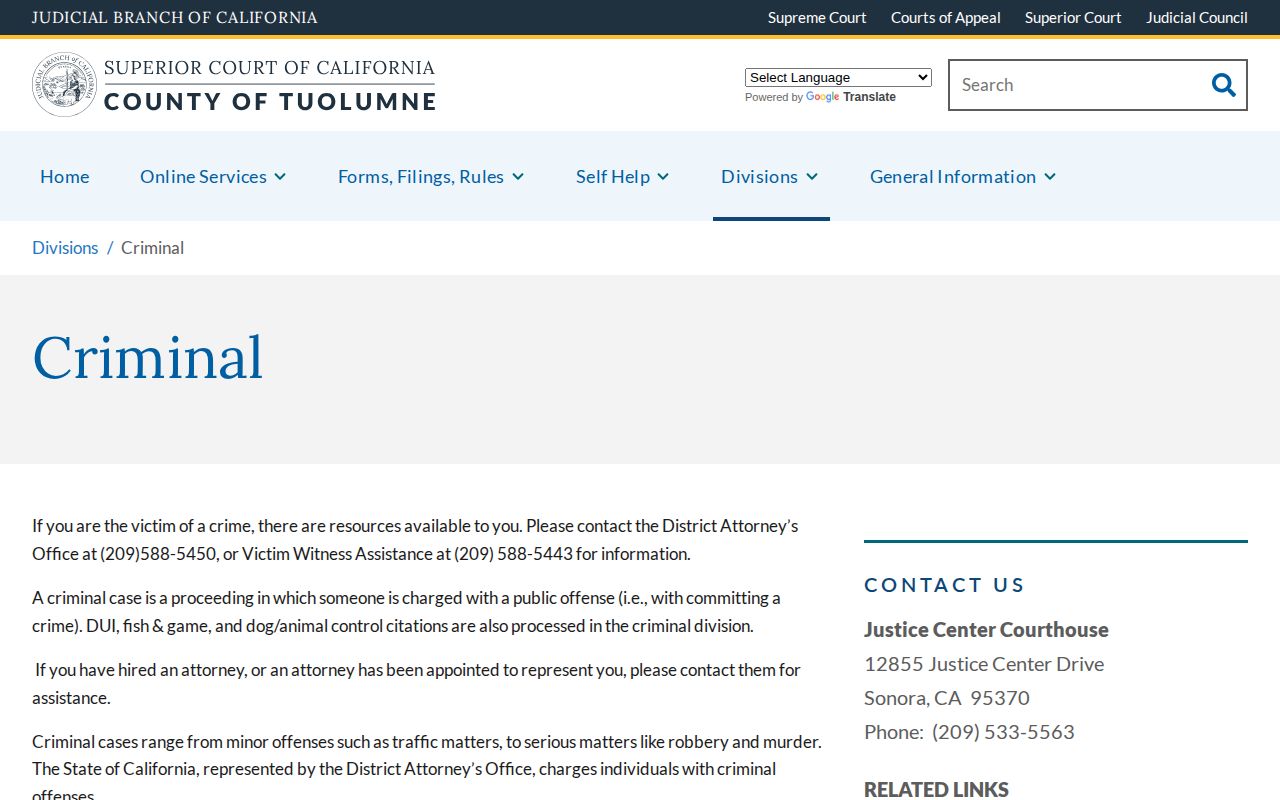 Tuolumne County most wanted warrant guidance from the Superior Court