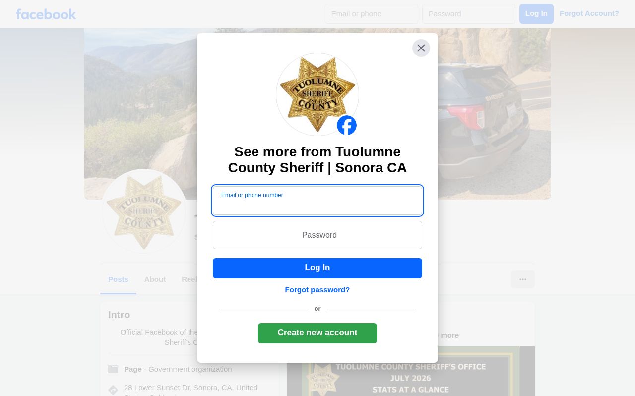Tuolumne County Sheriff social page for wanted and warrant notices